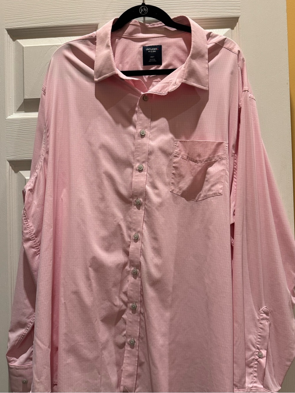UNTUCKit”Fit by DXL”Men's Pink Classic Long Sleeve Button-Down Dress Shirt 3XLT